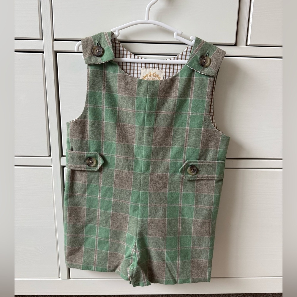 The Beaufort Bonnet Company Green and Tan Plaid One Piece